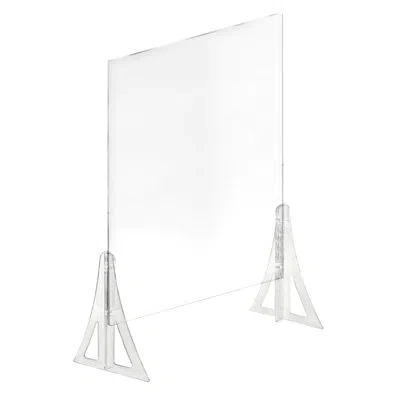 Azar Displays 30" X 40" New Counter Acrylic Shield, Plexiglass Protective Panel, Splash Guard. New Support Stands. In Clear