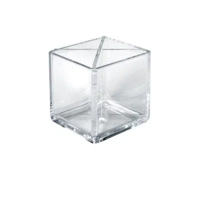 Azar Displays 4" Cube Pencil Holder With Divider, 2-pack In Clear