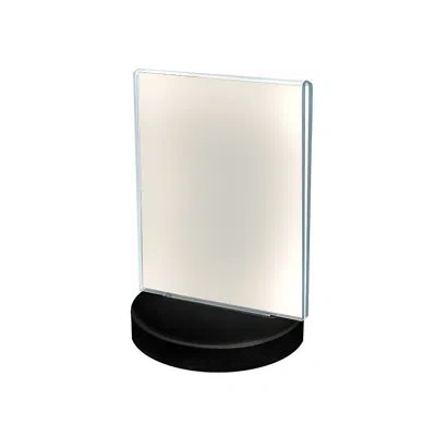 Azar Displays 5.5"w X 8.5"h Vertical Frame On A Weighted Black Round Base, 10-pack In Clear