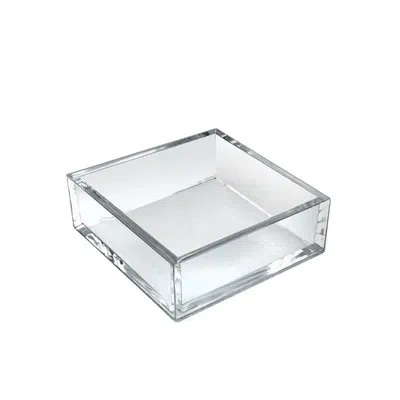 Azar Displays 5.875" X 5.875" Deluxe Clear Acrylic Square Tray Organizer For Desk Or Counter, 4 Pack