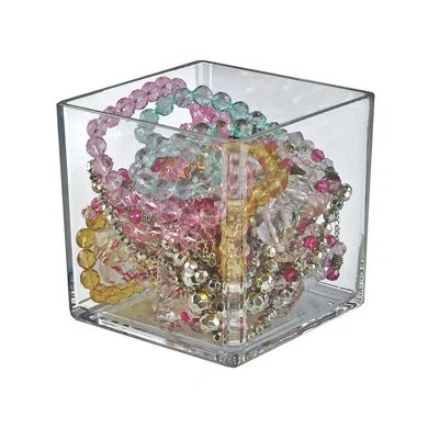 Azar Displays 6" Deluxe Clear Acrylic Square Cube Bin For Counter, 4-pack