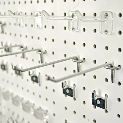 Azar Displays 64-piece Small Pegboard Organizer Accessory Kit, Hooks Assortment, And Storage System In Silver;clear