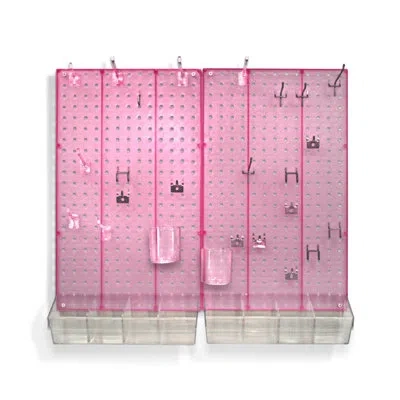 Azar Displays 70-piece Pegboard Organizer Kit (2- 13.5" X 22") In Pink