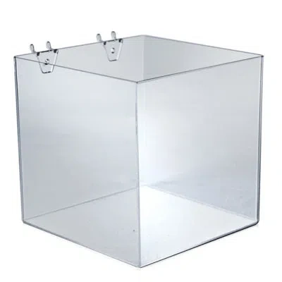 Azar Displays 8" Cube Bin For Pegboard Or Slatwall, 4-pack In Clear