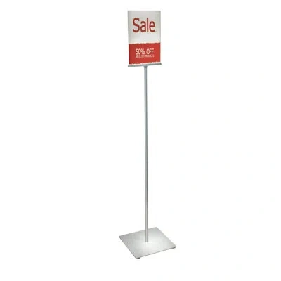 Azar Displays 8.5"w X 11"h Pedestal Two-sided Sign Holder Stand On Square Metal Base In Clear