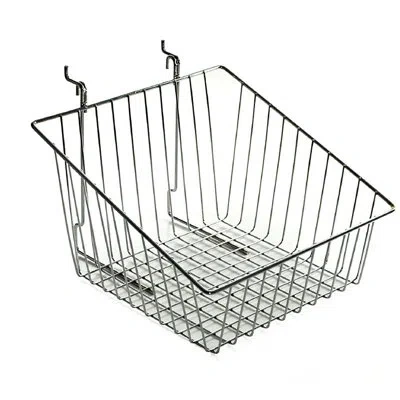 Azar Displays 8"h Sloped Chrome Wire Basket, 2-pack In Clear