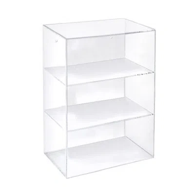 Azar Displays Acrylic Countertop Open Case 12.375" Wide W/ 2 Non-removable Shelves And Wall Hanging Holes In White