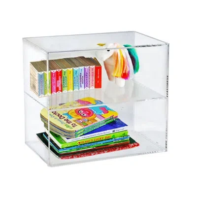 Azar Displays Acrylic Countertop Open Case 14" Wide With One Non-removable Shelf And Wall Hanging Holes In Clear