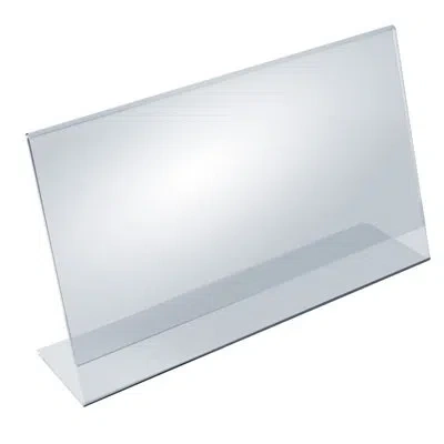 Azar Displays Angled L-shaped Sign Holder Frame With Slant Back Design 17"x 11''high- Horizontal/landscape, 10-pac In Clear