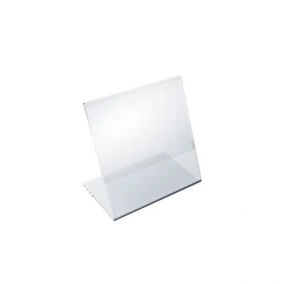 Azar Displays Angled L-shaped Sign Holder Frame With Slant Back Design 3.5"x 3.5''high- Square, 10-pack In Clear
