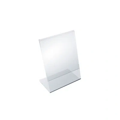 Azar Displays Angled L-shaped Sign Holder Frame With Slant Back Design 3.5"x 5''high- Vertical/portrait, 10-pack In Clear