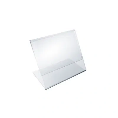 Azar Displays Angled L-shaped Sign Holder Frame With Slant Back Design 3"x 2''high- Horizontal/landscape. Photo Bo In Clear
