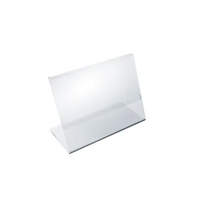 Azar Displays Angled L-shaped Sign Holder Frame With Slant Back Design 4"x 3''high- Horizontal/landscape, 10-pack In Clear