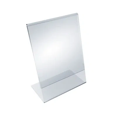 Azar Displays Angled L-shaped Sign Holder Frame With Slant Back Design 5"x 7''high- Vertical/portrait, 10-pack In Clear