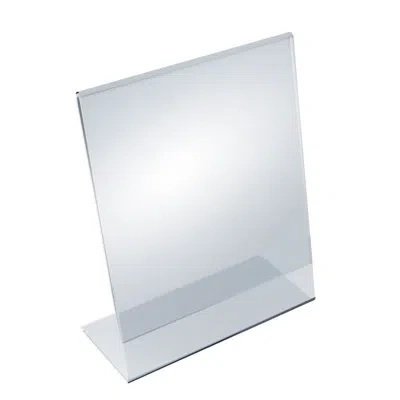 Azar Displays Angled L-shaped Sign Holder Frame With Slant Back Design 8.5"x 11''high- Vertical/portrait, 10-pack In Clear
