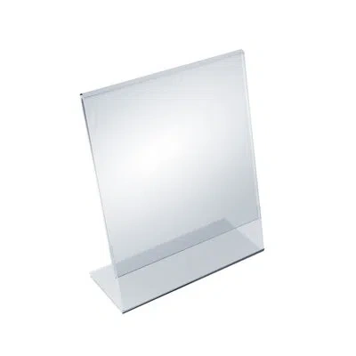 Azar Displays Angled L-shaped Sign Holder Frame With Slant Back Design 8"x 10''high- Vertical/portrait, 10-pack In Clear
