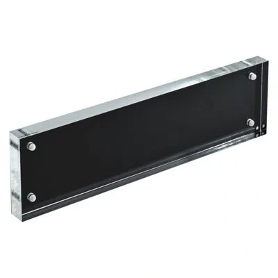 Azar Displays Black Acrylic Block With Metal Back Plate 3" X 11", 2-pack