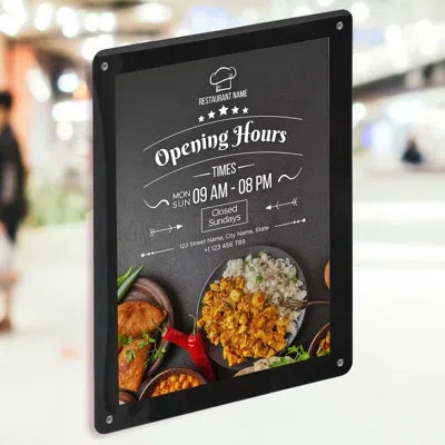 Azar Displays Black Window Sign Holder Frame With Suction Cups