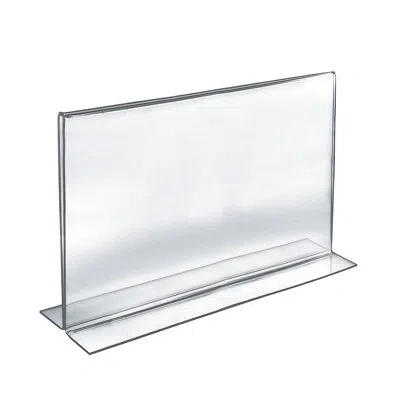 Azar Displays Bottom Loading Clear Acrylic T-frame Sign Holder 17" Wide X 11'' High-horizontal/landscape, 10-pack