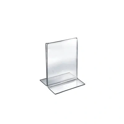 Azar Displays Bottom Loading Clear Acrylic T-frame Sign Holder 5" Wide X 6'' High-vertical/portrait, 10-pack