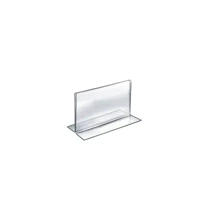 Azar Displays Bottom Loading Clear Acrylic T-frame Sign Holder 6" Wide X 4''high- Horizontal/landscape, 10-pack