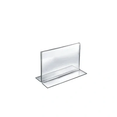 Azar Displays Bottom Loading Clear Acrylic T-frame Sign Holder 7" Wide X 5.5'' High-horizontal/landscape, 10-pack