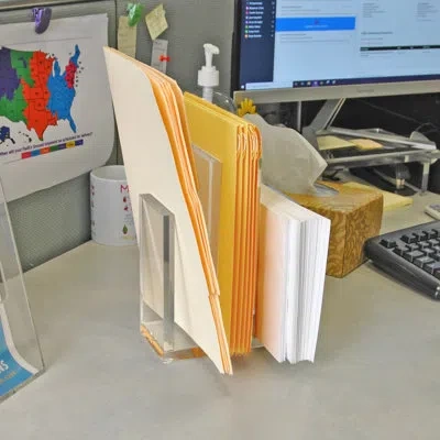Azar Displays Clear Acrylic Bookend And Desk File Sorter, File Folder Holder For Office, Half Inch Thick Acrylic, 