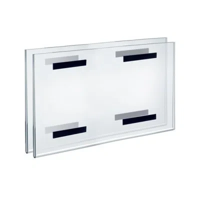 Azar Displays Clear Acrylic Magnet Back Sign Holder Frames 17" W X 11" H - Horizontal / Landscape, 2-pack