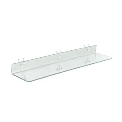 Azar Displays Clear Acrylic Shelf For Pegboard & Slatwall 24"x 4" X 2", 4-pack