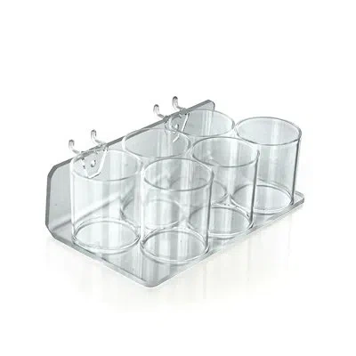 Azar Displays Clear Acrylic Six Cup Holder For Pencils, Pens, Or Brushes, Cosmetic Pen Cup Display Organizer, For 