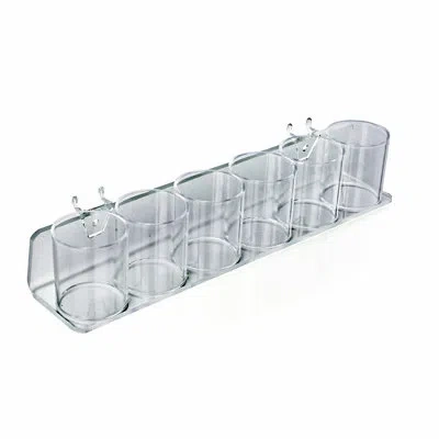 Azar Displays Clear Acrylic Six In A Row Cup Holder For Pencils, Pens, Or Brushes, Cosmetic Pen Cup Display Organi