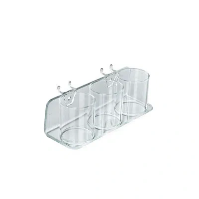Azar Displays Clear Acrylic Three In A Row Cup Holder For Pencils, Pens, Or Brushes, Cosmetic Pen Cup Display Orga