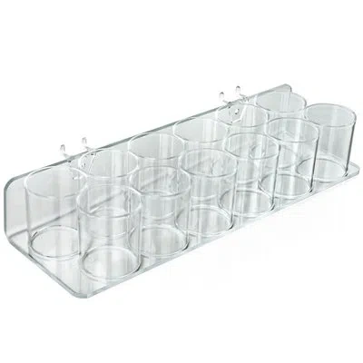 Azar Displays Clear Acrylic Twelve Cup Holder For Pencils, Pens, Or Brushes, Cosmetic Pen Cup Display Organizer, F