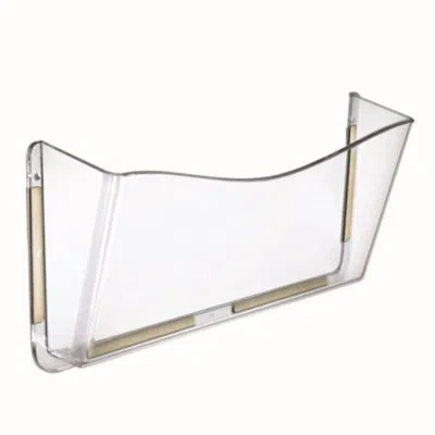 Azar Displays Clear Plastic Wall Mount File Holder With Double Sided Tape, 4-pack