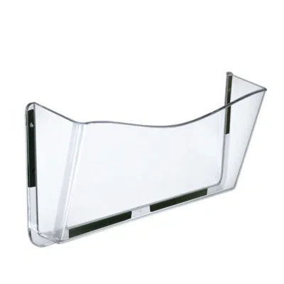 Azar Displays Clear Plastic Wall Mount File Holder With Magnets, 4-pack