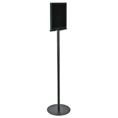 Azar Displays Double Sided Magnetic Sign Holder For Floor 8.5" X 11" Portrait Black Frame On Freestanding Pedestal
