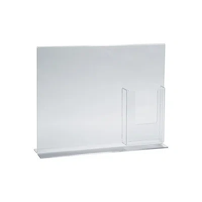 Azar Displays Double-foot Sign Holder W/ Trifold Pocket: 8.5" W X 11" H Graphic Size. Overall Frame Size: 14" W X  In Clear