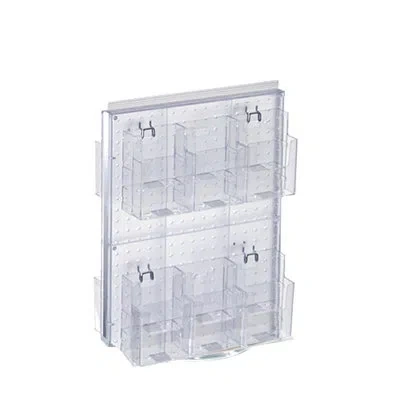 Azar Displays Double-sided Revolving Pegboard Counter Display With Brochure Pockets 16"w X 20.25"h In Clear