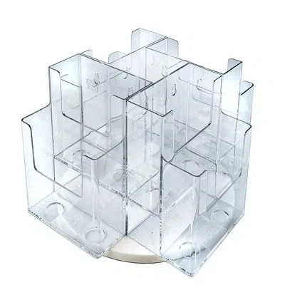 Azar Displays Eight-pocket Two-tier Revolving Trifold Brochure Holder In Clear