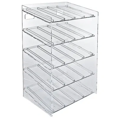 Azar Displays Five-tier 20 Compartment Display, 4-comp Per Tier. Dimensions: 12"w X 8.5"d X 18.5"h In Clear