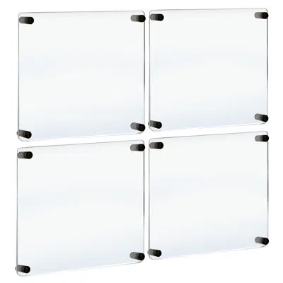 Azar Displays Floating Acrylic Gallery Wall Set Of Four Floating Frames With Stand Off Caps: 16” X 16” Graphic Siz In Black;clear