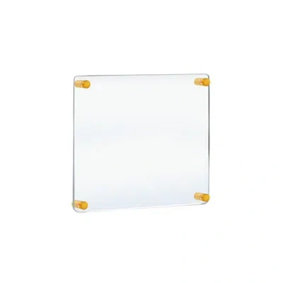 Azar Displays Floating Acrylic Gallery Wall Set Of Four Floating Frames With Stand Off Caps: 16” X 16” Graphic Siz In Gold,clear