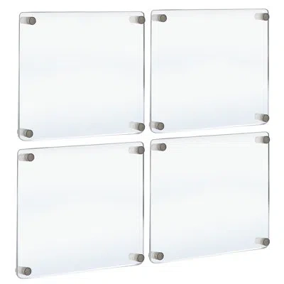 Azar Displays Floating Acrylic Gallery Wall Set Of Four Floating Frames With Stand Off Caps: 16” X 16” Graphic Siz In Silver,clear