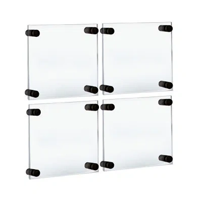 Azar Displays Floating Acrylic Gallery Wall Set Of Four Floating Frames With Stand Off Caps: 6” X 6” Graphic Size, In Black