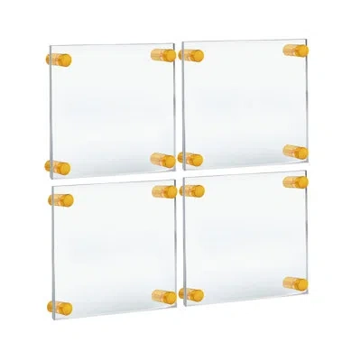 Azar Displays Floating Acrylic Gallery Wall Set Of Four Floating Frames With Stand Off Caps: 6” X 6” Graphic Size, In Gold