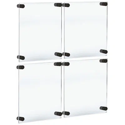 Azar Displays Floating Acrylic Gallery Wall Set Of Four Floating Frames With Stand Off Caps: 8.5" X 11" Graphic Si In Black;clear