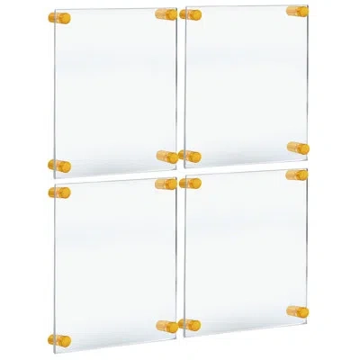 Azar Displays Floating Acrylic Gallery Wall Set Of Four Floating Frames With Stand Off Caps: 8.5" X 11" Graphic Si In Gold,white