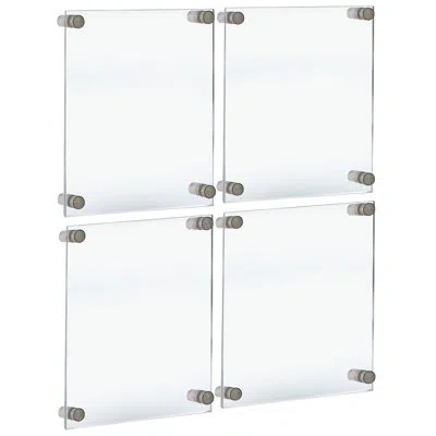 Azar Displays Floating Acrylic Gallery Wall Set Of Four Floating Frames With Stand Off Caps In Silver;clear