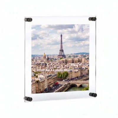 Azar Displays Floating Acrylic Wall Frame With Black Stand Off Caps: 16" X 20" Graphic Size, Overall Frame Size: 2 In Clear;black
