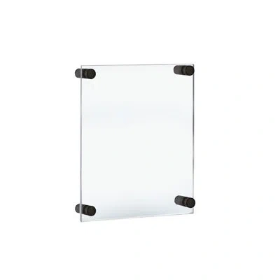 Azar Displays Floating Acrylic Wall Frame With Black Stand Off Caps: 18" X 24" Graphic Size, Overall Frame Size: 2 In Black,clear